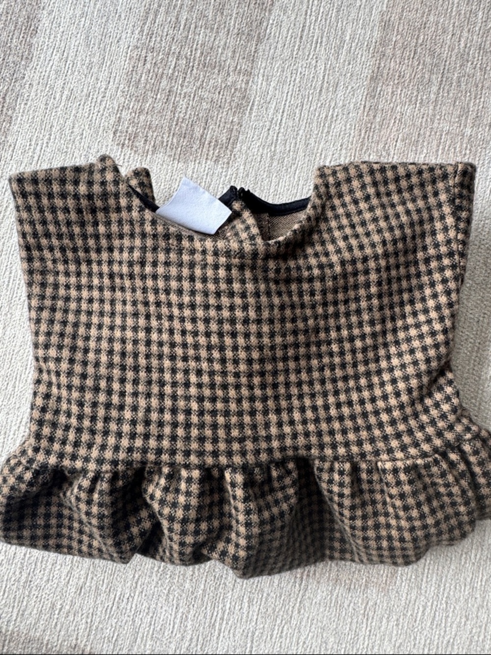 🔥Zara Toddler Girl Deal 🔥 Brown Houndstooth Tiered Long-Sleeve Dress